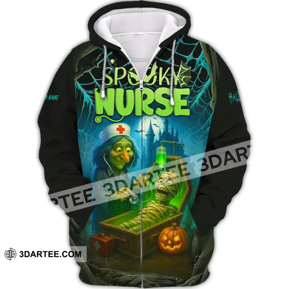 Unisex Shirt - Custom Spoopy Nurse Halloween Shirt Zipper Hoodie / S T-shirt