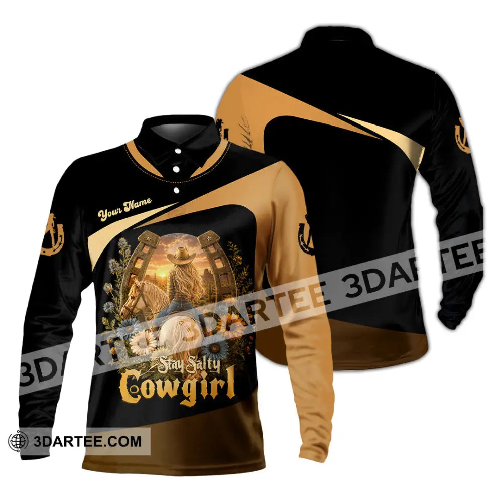 Unisex Shirt - Custom Stay Salty Cowgirl Shirt - Long Sleeve Polo / S - T-shirt