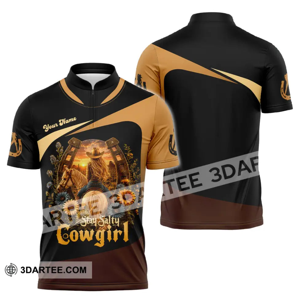 Unisex Shirt - Custom Stay Salty Cowgirl Shirt - Zipper Polo Shirt / S - T-shirt