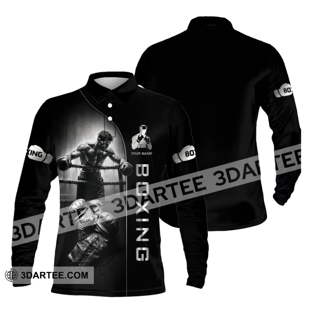 Unisex Shirt - Custom Strong Men Boxing Lover Sport Shirt Long Sleeve Polo / S T-shirt