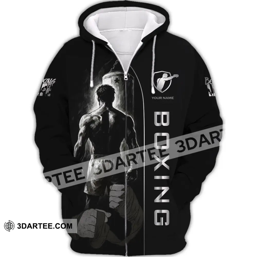 Unisex Shirt - Custom Strong Men Boxing Lover Sport Shirt Zipper Hoodie / S T-shirt