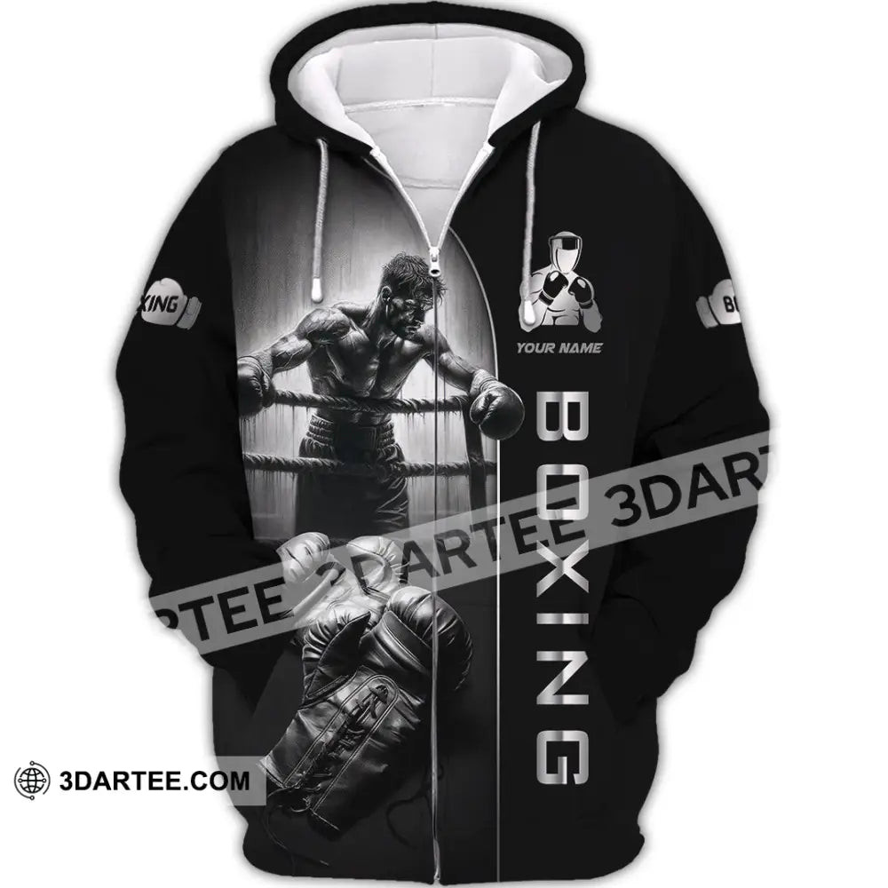 Unisex Shirt - Custom Strong Men Boxing Lover Sport Shirt Zipper Hoodie / S T-shirt
