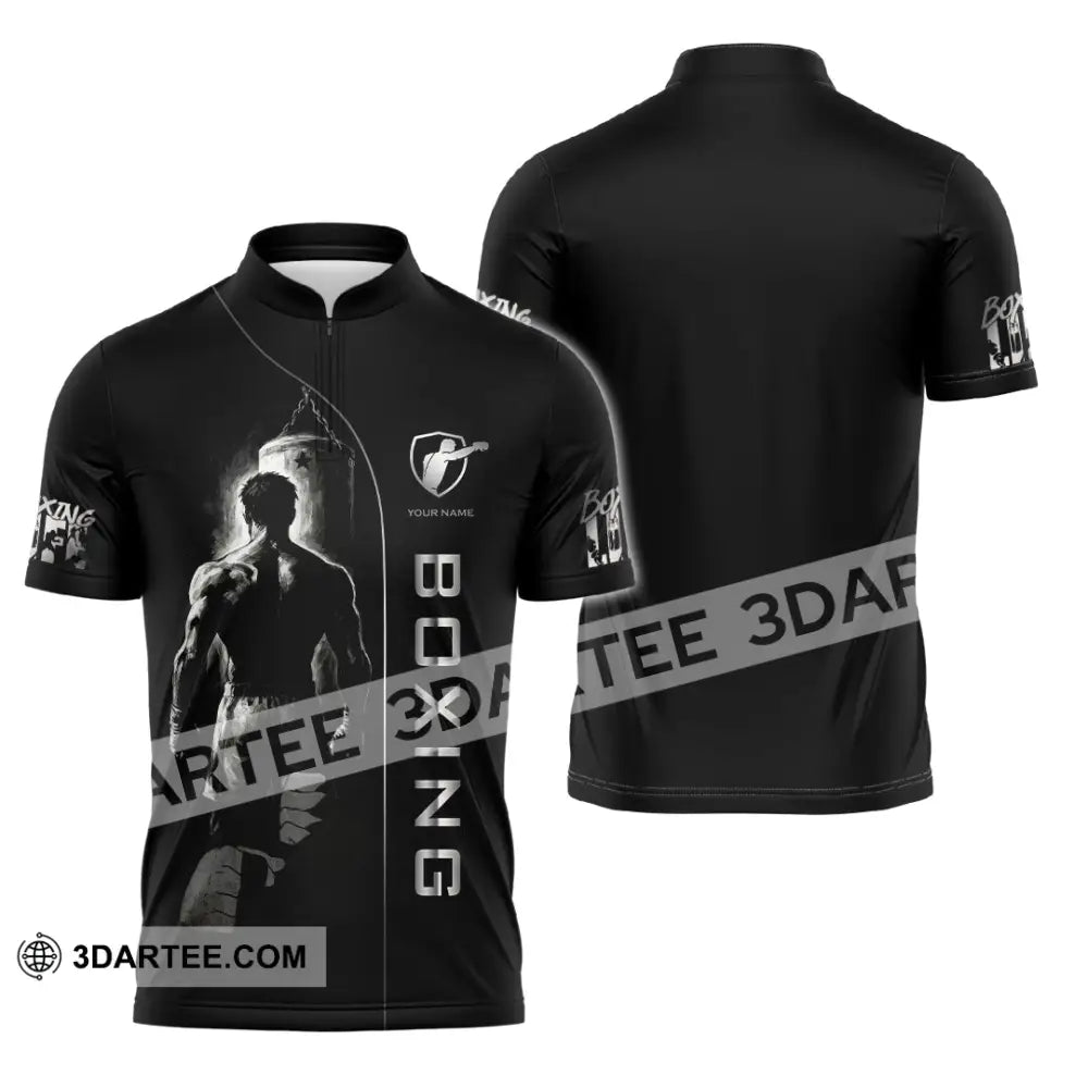 Unisex Shirt - Custom Strong Men Boxing Lover Sport Shirt Zipper Polo Shirt / S T-shirt