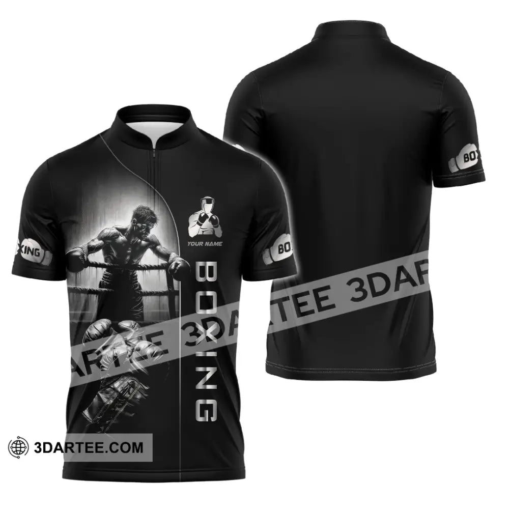 Unisex Shirt - Custom Strong Men Boxing Lover Sport Shirt Zipper Polo Shirt / S T-shirt