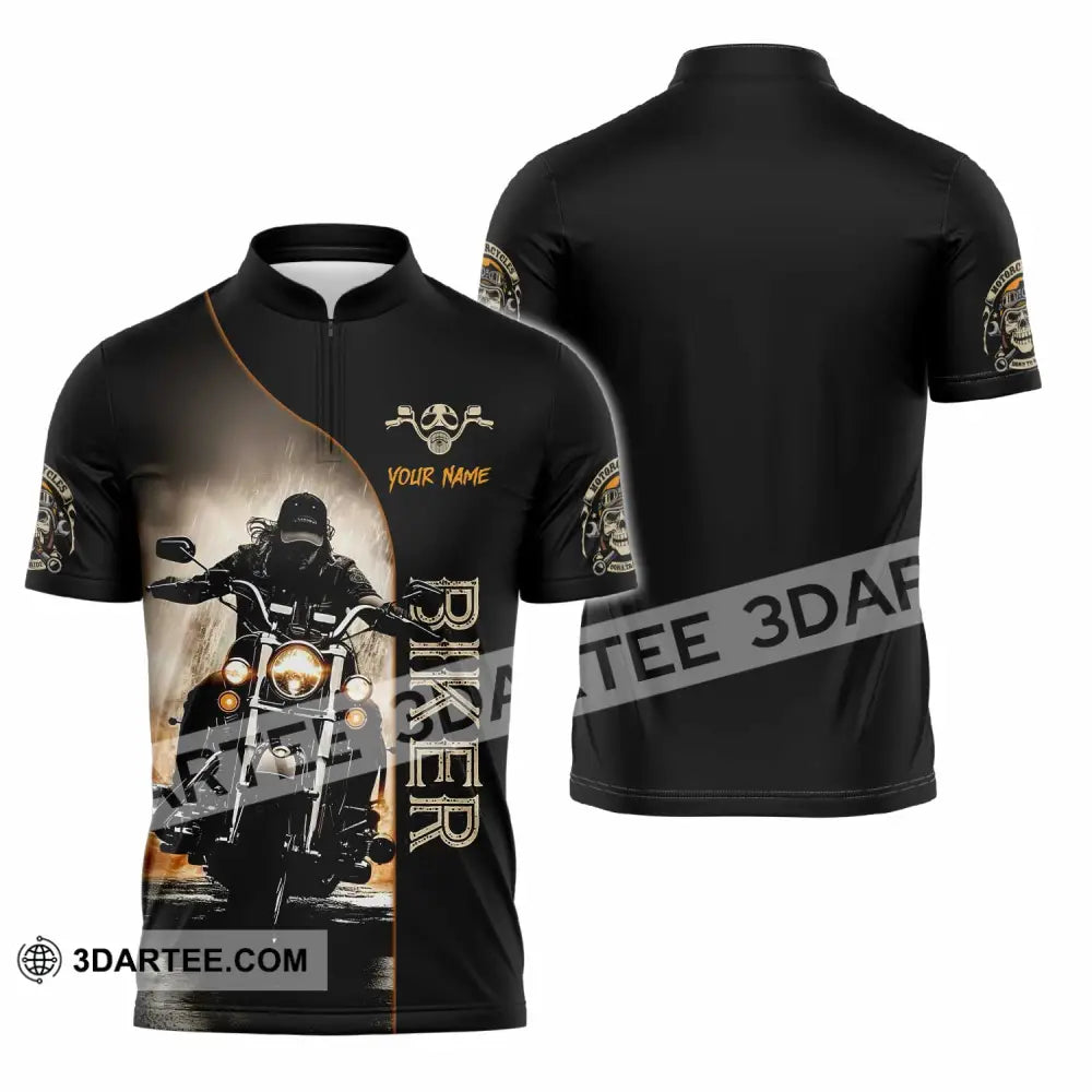 Unisex Shirt - Custom Swag Biker Biker Lover Sporty Shirt Zipper Polo Shirt / S T-shirt