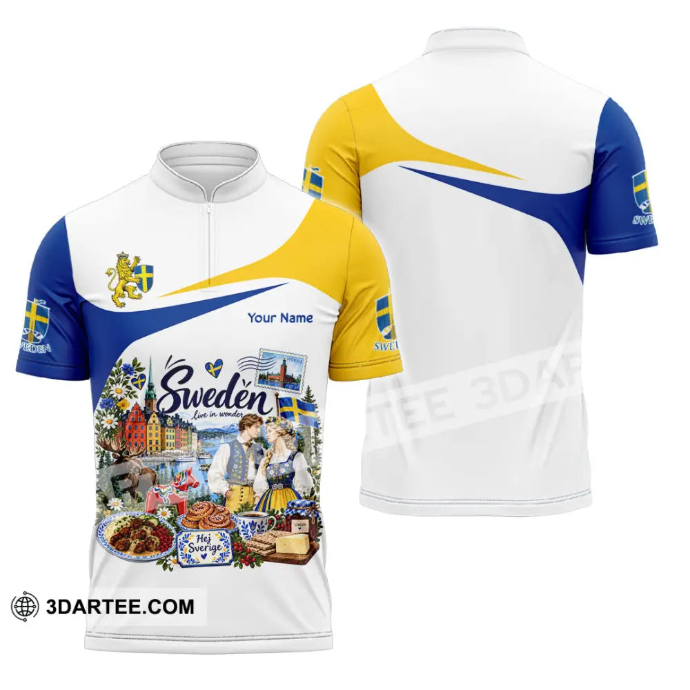 Unisex Shirt - Custom Sweden Shirt - Zipper Polo Shirt / S - T-shirt