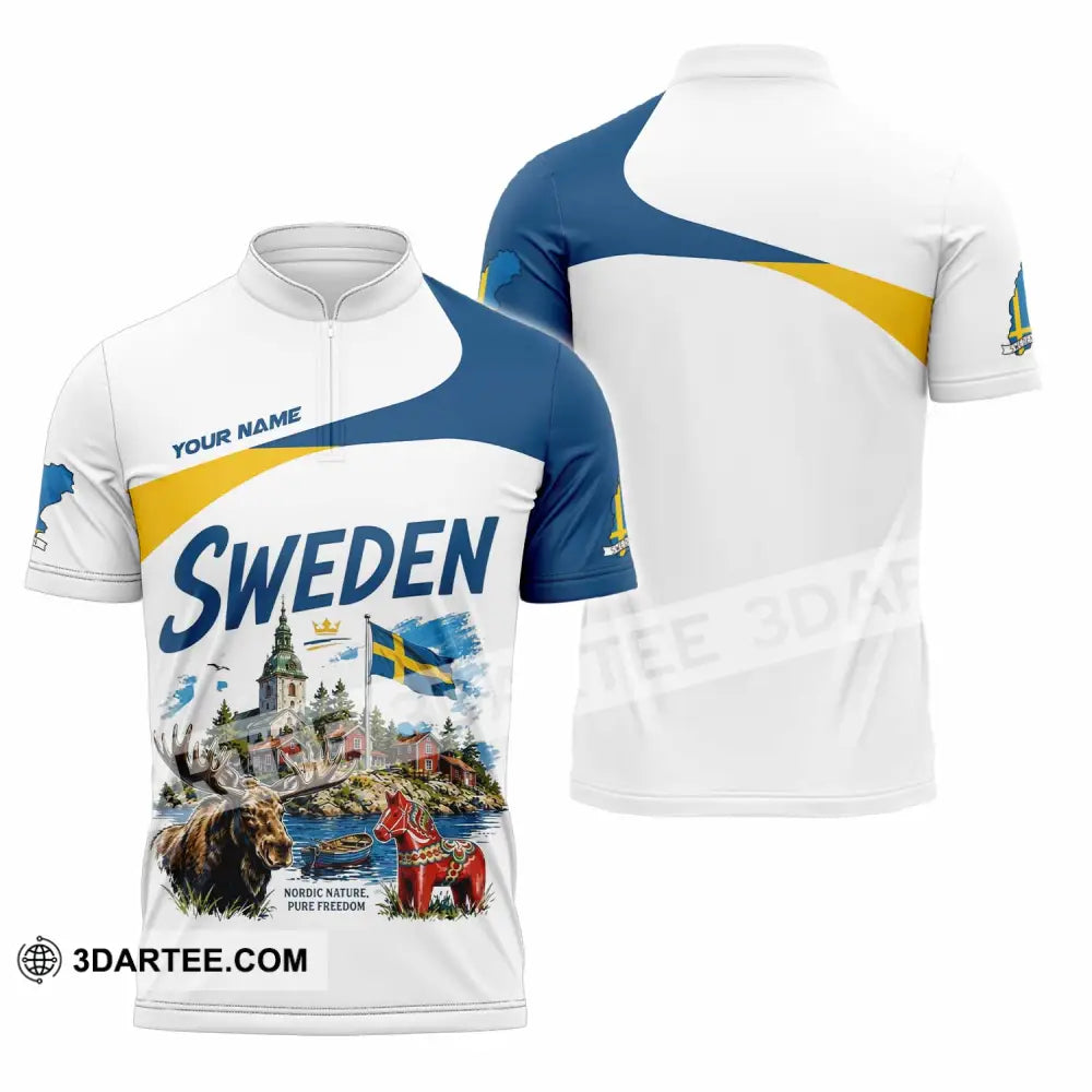 Unisex Shirt - Custom Sweden Shirt - Zipper Polo Shirt / S - T-shirt