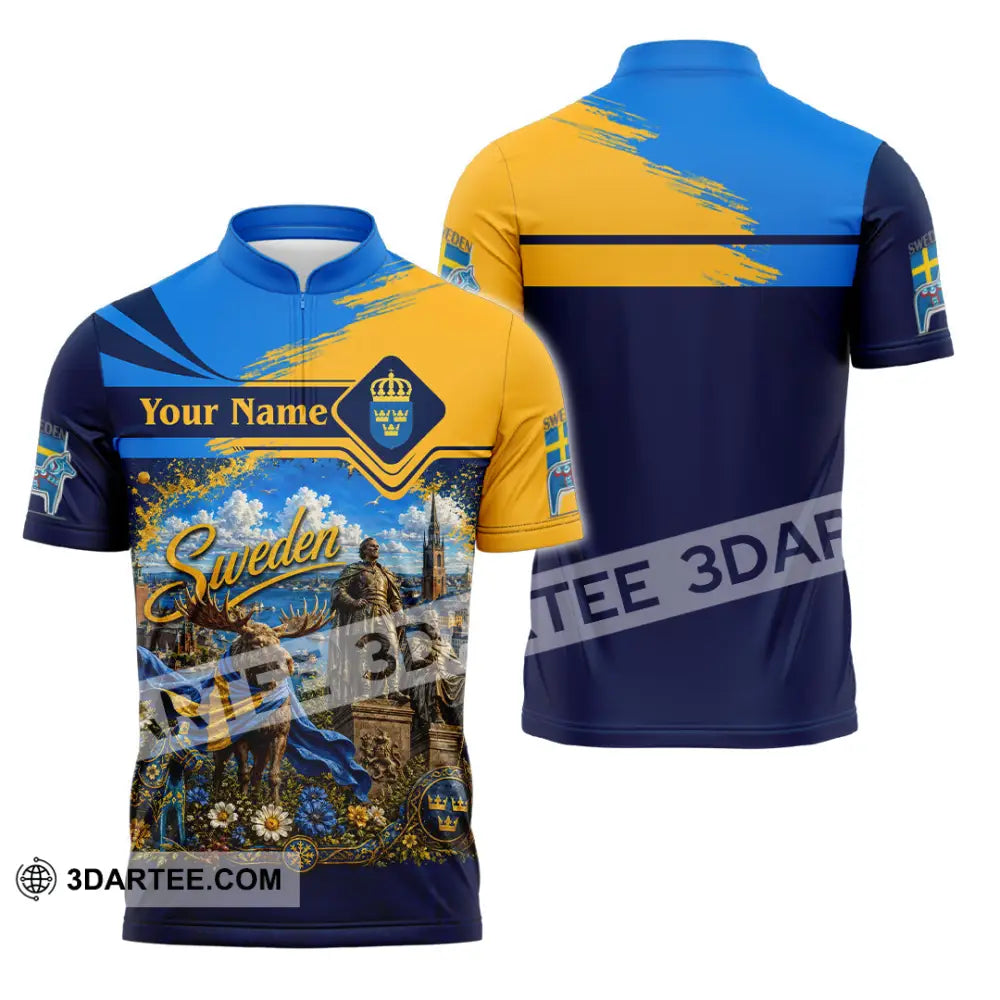 Unisex Shirt - Custom Sweden Shirt - Zipper Polo Shirt / S - T-shirt