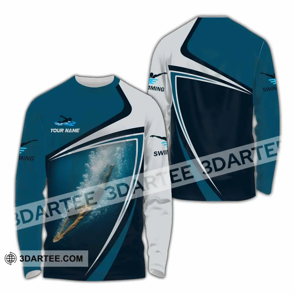 Unisex Shirt - Custom Swimming 3D Shirt - Long Sleeve Shirt / S - T-shirt