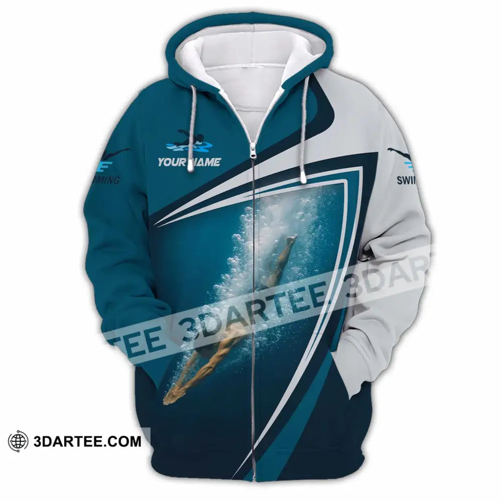 Unisex Shirt - Custom Swimming 3D Shirt - Zipper Hoodie / S - T-shirt