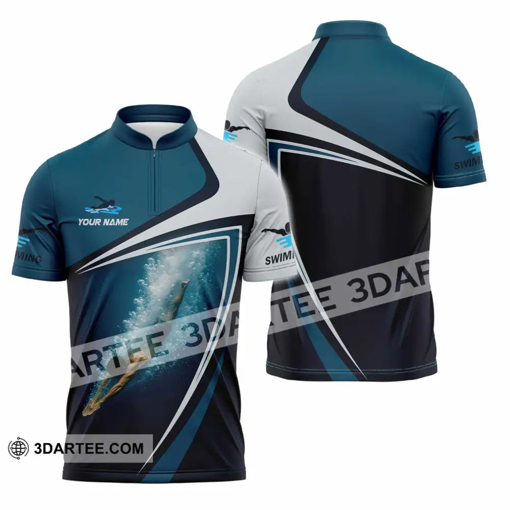 Unisex Shirt - Custom Swimming 3D Shirt - Zipper Polo Shirt / S - T-shirt