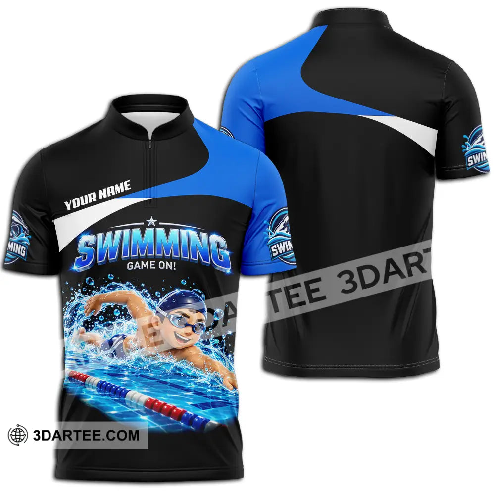 Unisex Shirt - Custom Swimming Shirt - Zipper Polo Shirt / S - T-shirt