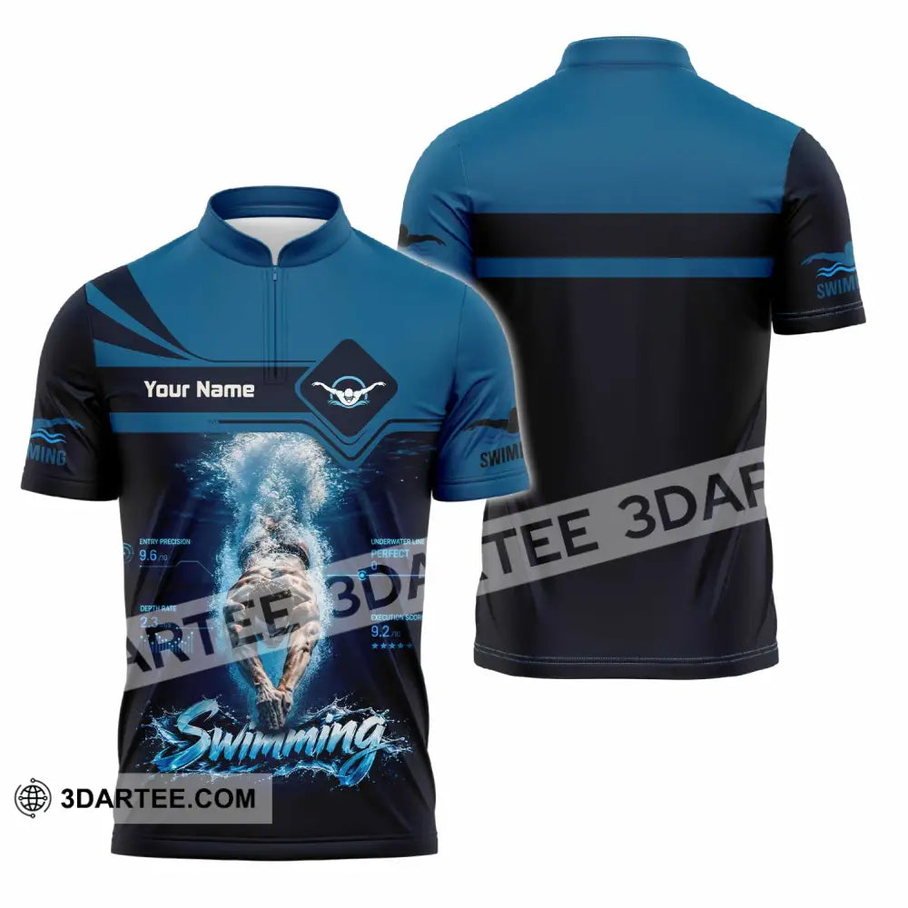 Unisex Shirt - Custom Swimming Shirt - Zipper Polo Shirt / S - T-shirt