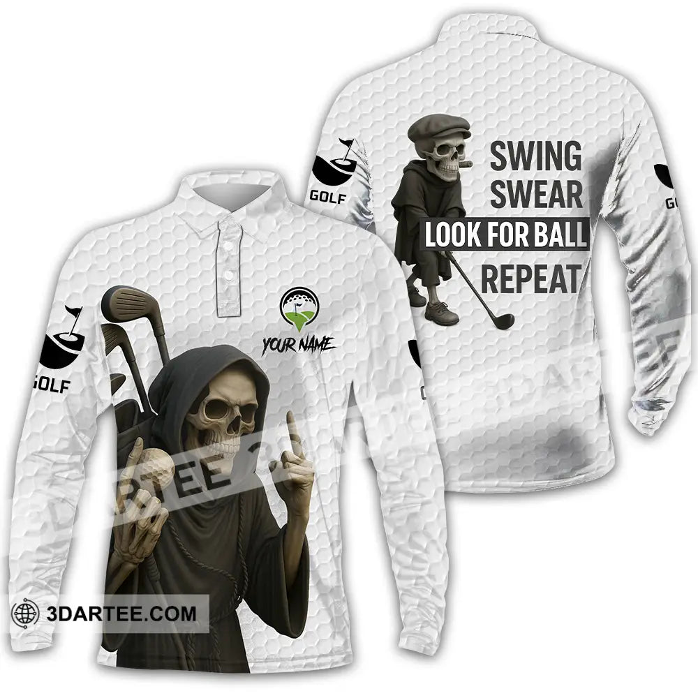 Unisex Shirt - Custom Swing Swear Look For Ball Repeat Shirt Long Sleeve Polo / S T-shirt