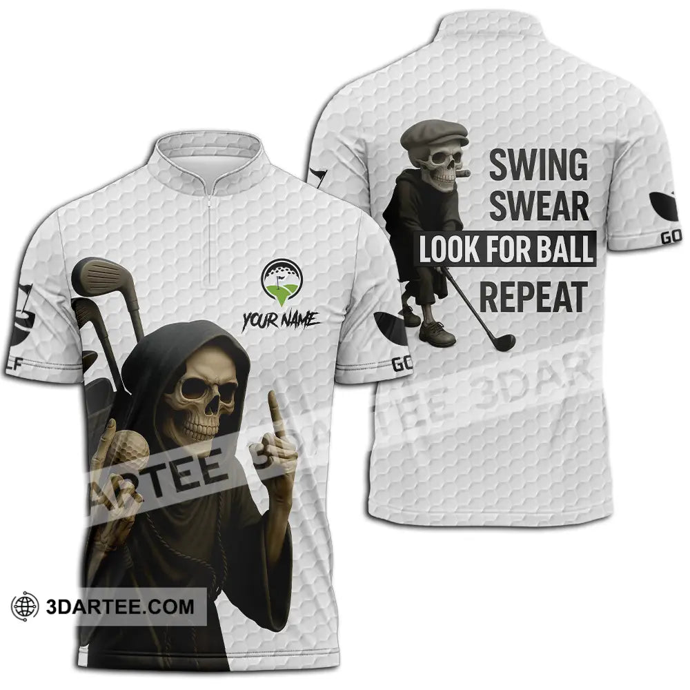 Unisex Shirt - Custom Swing Swear Look For Ball Repeat Shirt Zipper Polo Shirt / S T-shirt