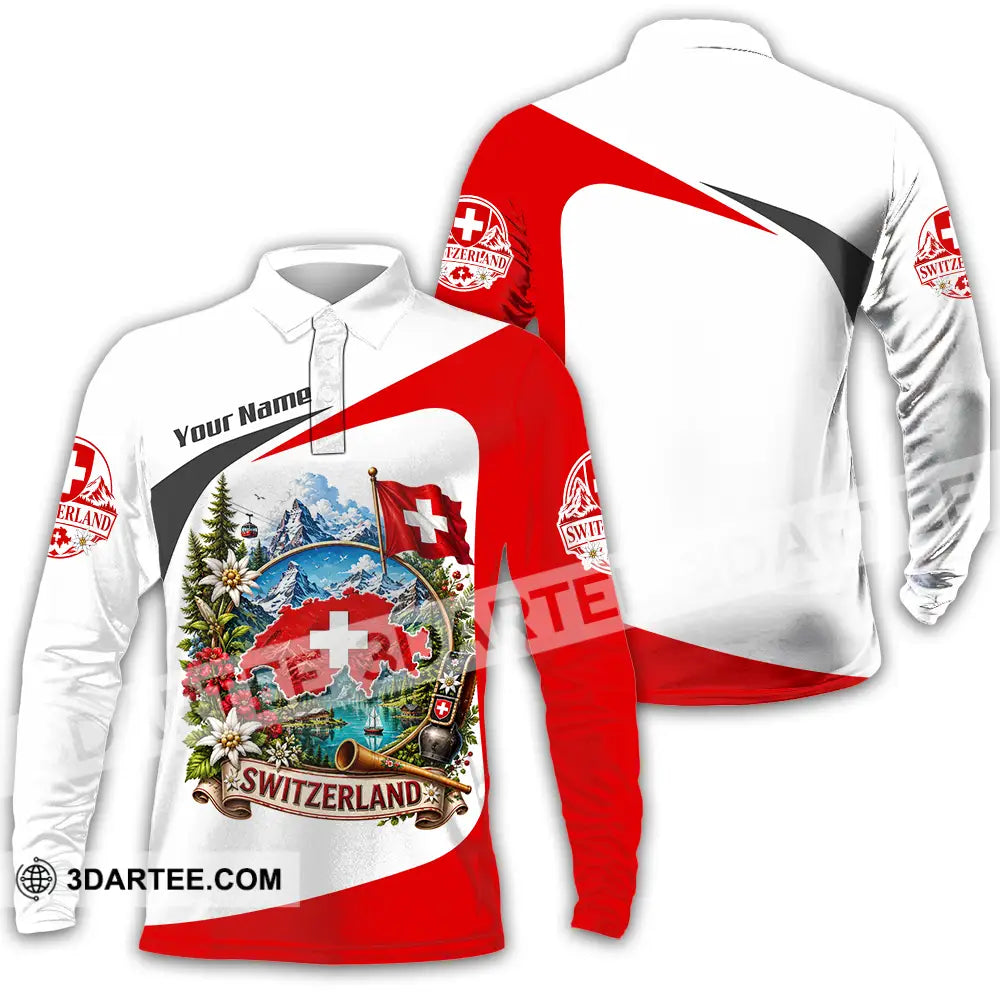 Unisex Shirt - Custom Switzerland Shirt - Long Sleeve Polo / S - T-shirt