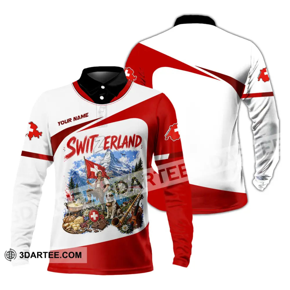 Unisex Shirt - Custom Switzerland Shirt - Long Sleeve Polo / S - T-shirt
