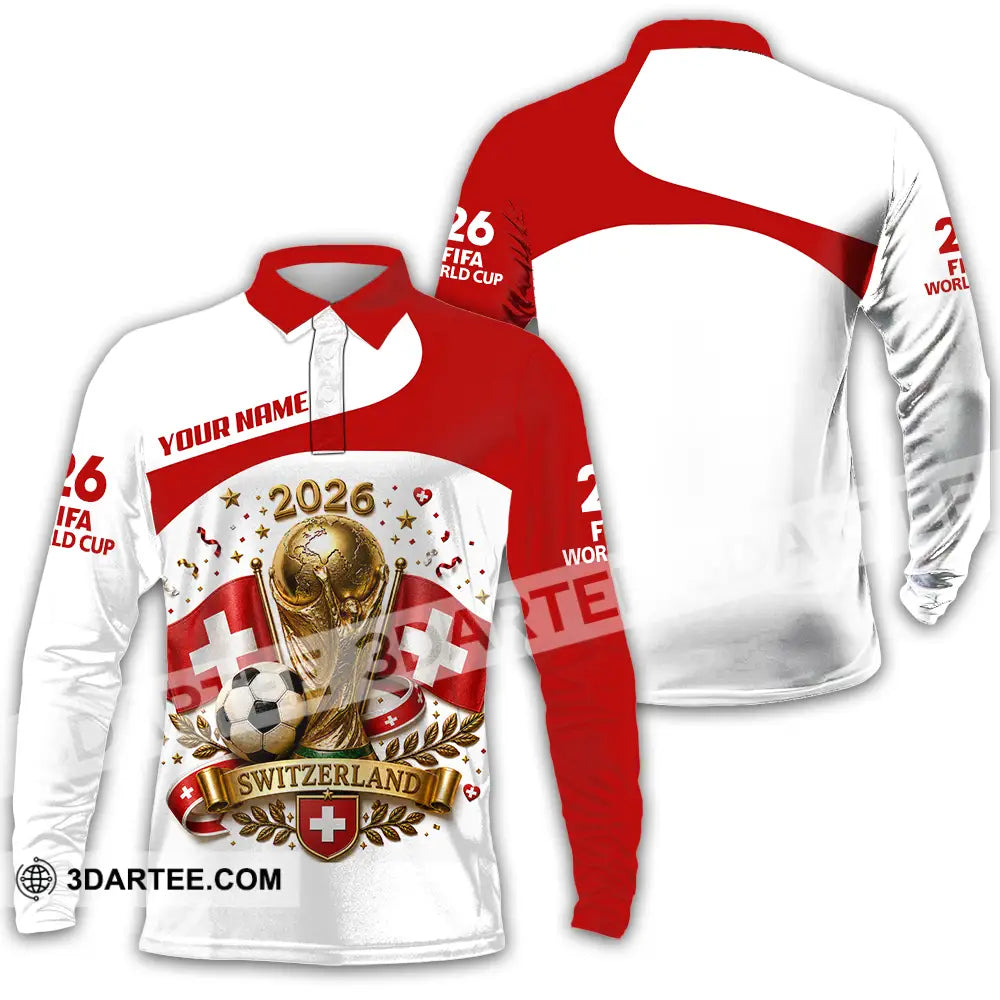 Unisex Shirt - Custom Switzerland World Cup 2026 Shirt - Long Sleeve Polo / S - T-shirt