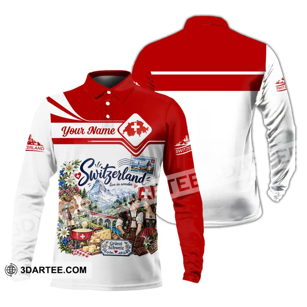 Unisex Shirt - Custom Switzerland Shirt - Long Sleeve Polo / S - T-shirt