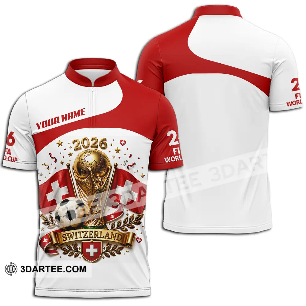 Unisex Shirt - Custom Switzerland World Cup 2026 Shirt - Zipper Polo Shirt / S - T-shirt