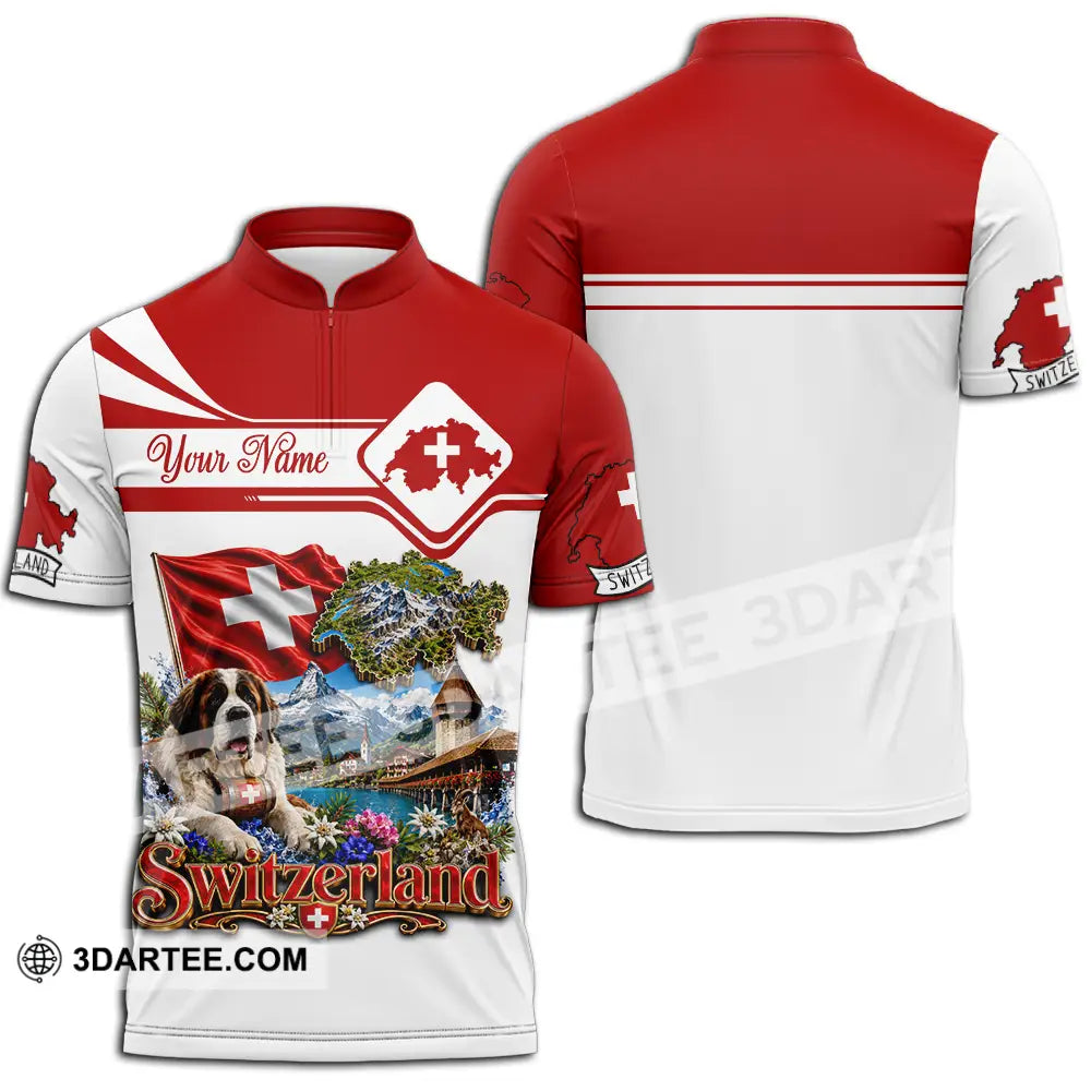 Unisex Shirt - Custom Switzerland Shirt - Zipper Polo Shirt / S - T-shirt