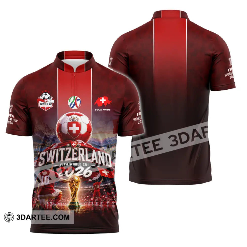 Unisex Shirt - Custom Switzerland World Cup 2026 Shirt - Zipper Polo Shirt / S - T-shirt