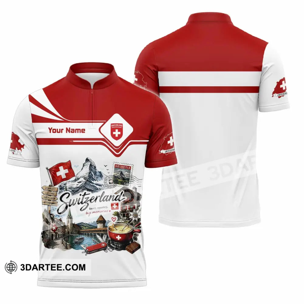 Unisex Shirt - Custom Switzerland Shirt - Zipper Polo Shirt / S - T-shirt