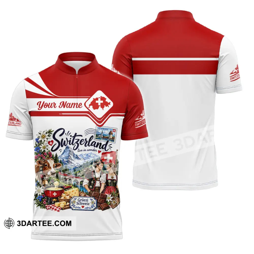 Unisex Shirt - Custom Switzerland Shirt - Zipper Polo Shirt / S - T-shirt