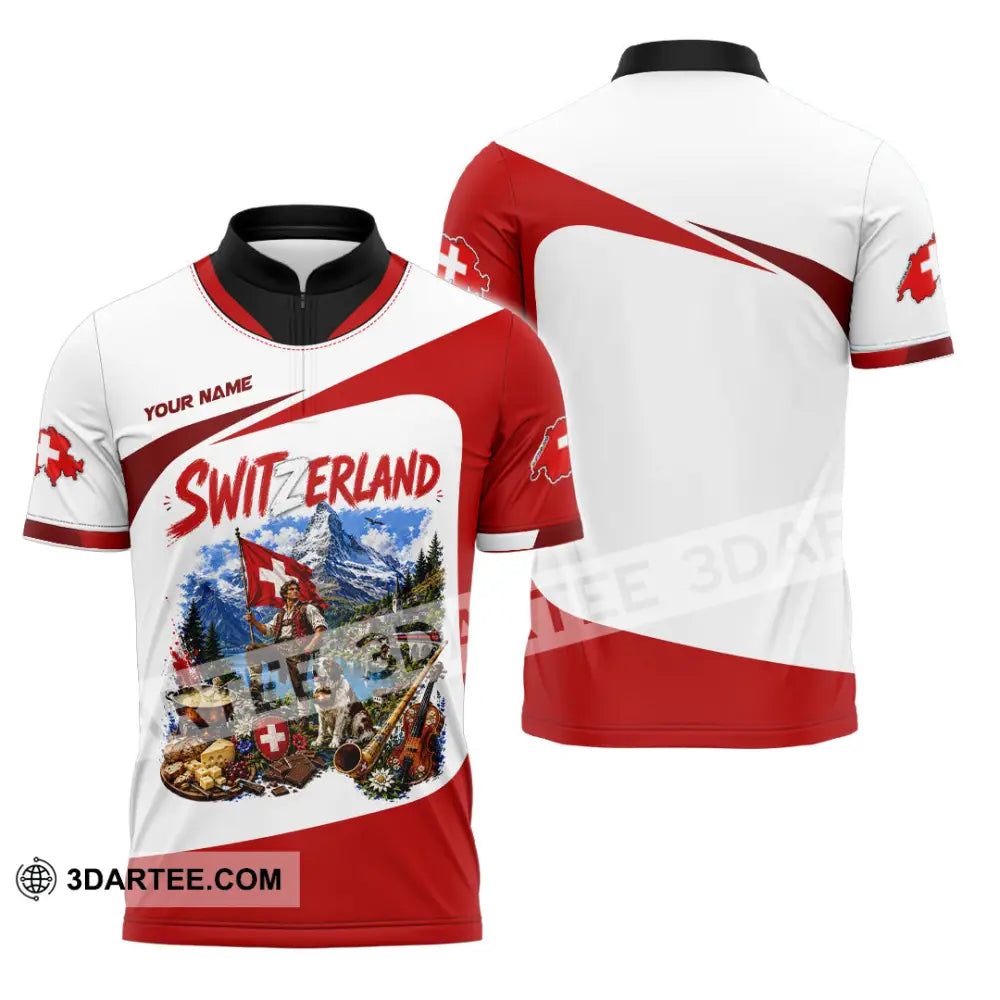 Unisex Shirt - Custom Switzerland Shirt - Zipper Polo Shirt / S - T-shirt