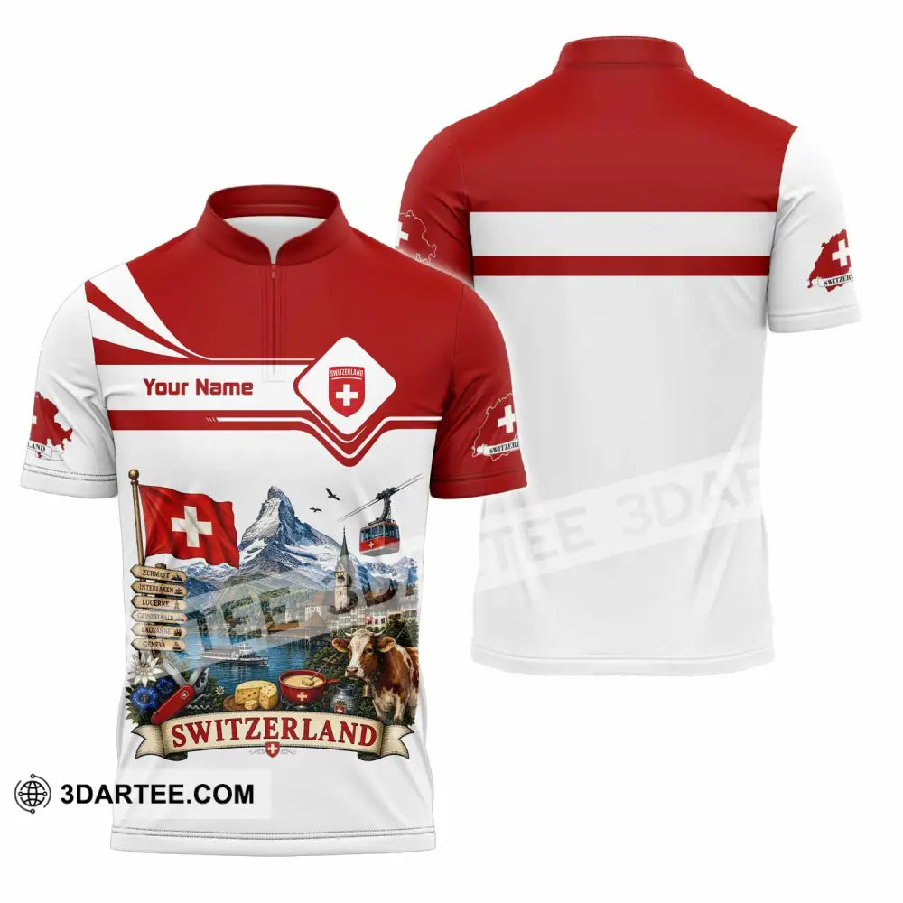 Unisex Shirt - Custom Switzerland Shirt - Zipper Polo Shirt / S - T-shirt