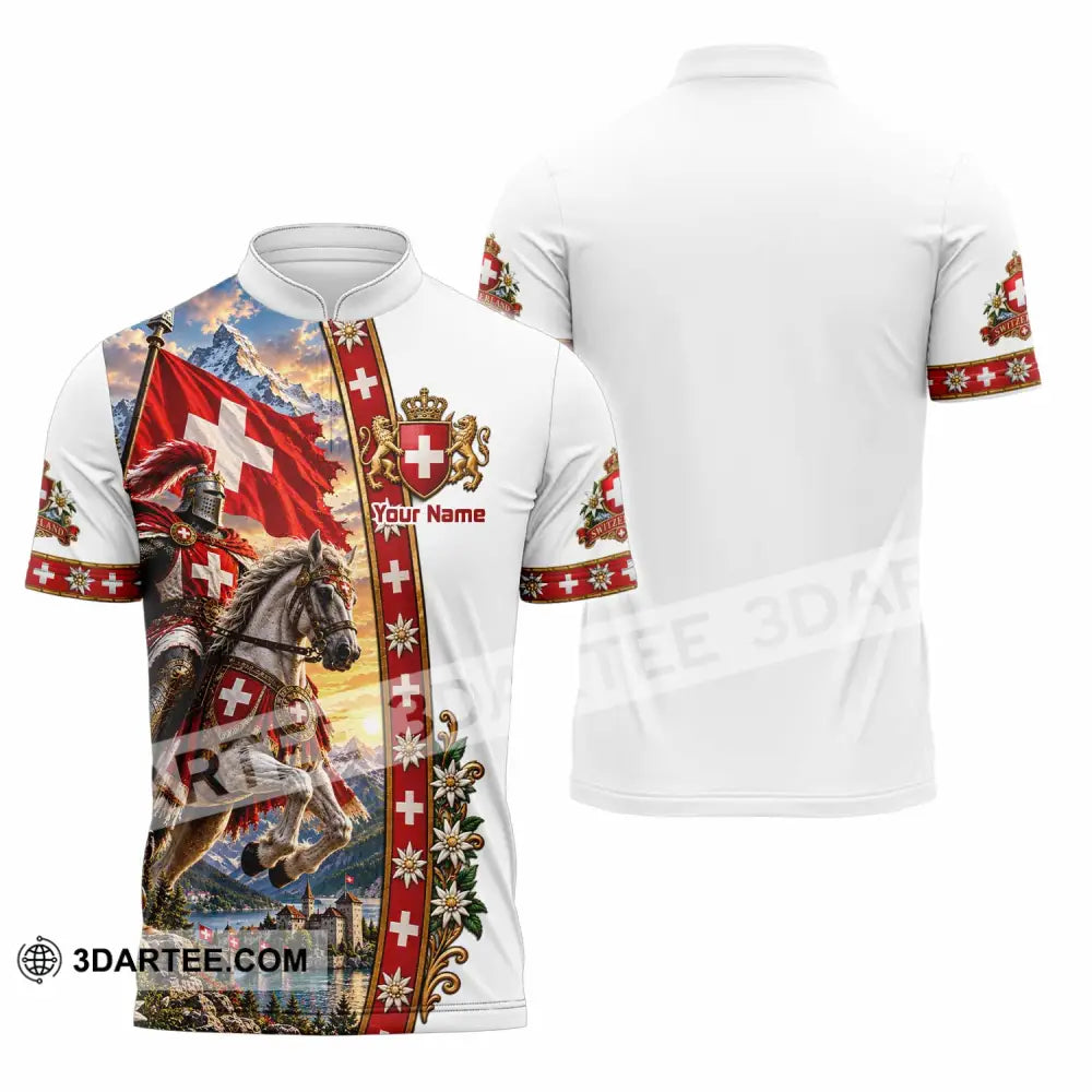 Unisex Shirt - Custom Switzerland Shirt - Zipper Polo Shirt / S - T-shirt
