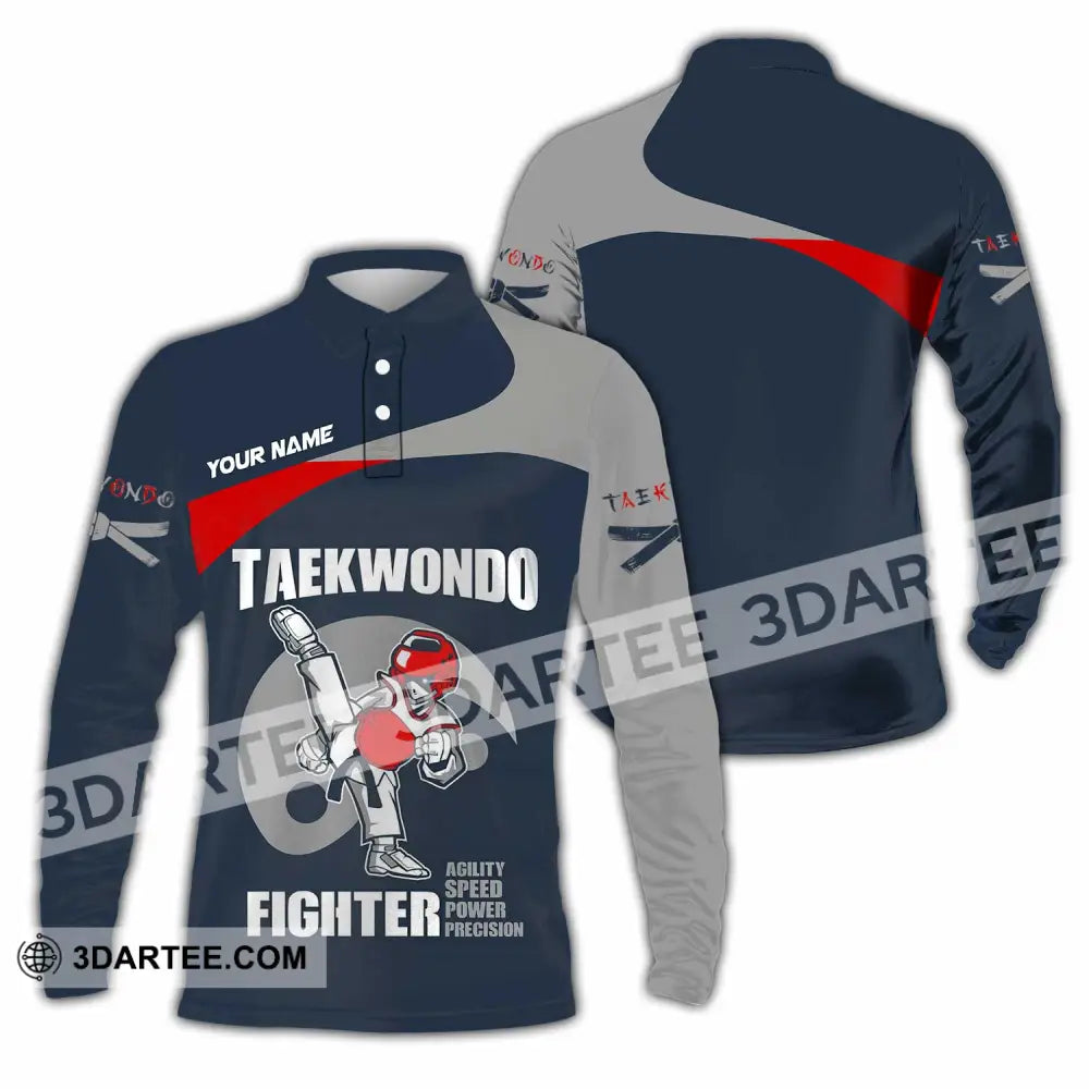 Unisex Shirt - Custom Taekwondo Fighter Shirt Long Sleeve Polo / S T-shirt