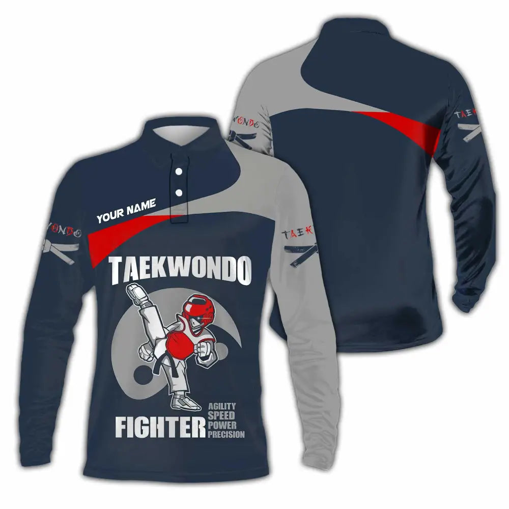 Unisex Shirt - Custom Taekwondo Fighter Shirt Long Sleeve Polo / S T-shirt