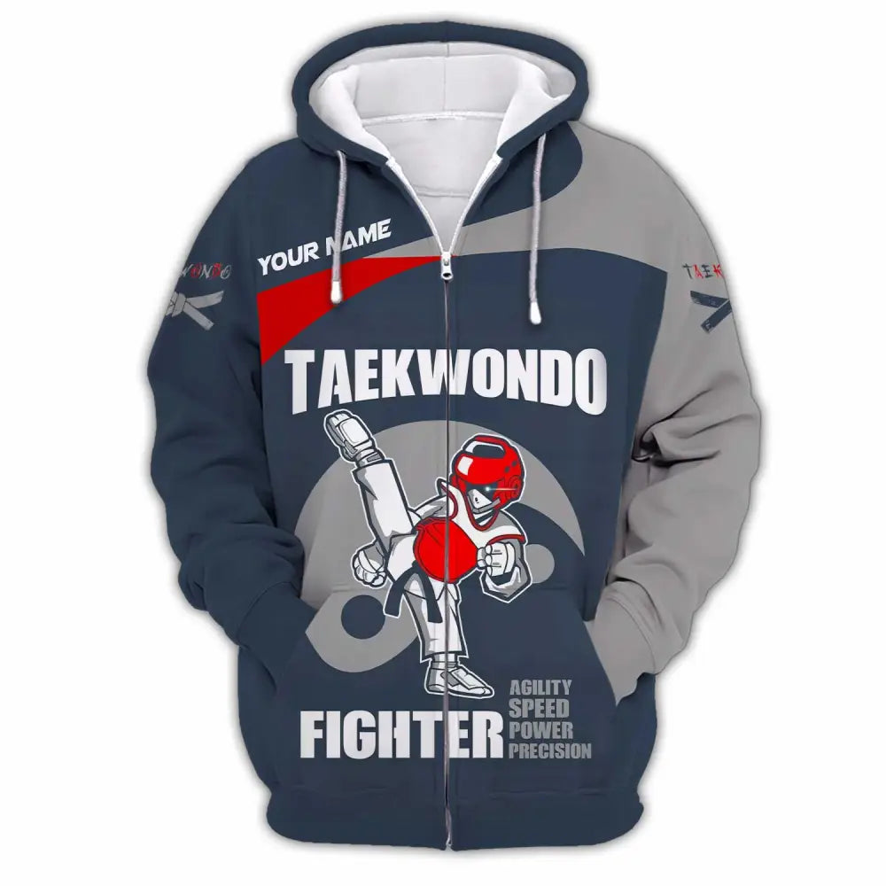 Unisex Shirt - Custom Taekwondo Fighter Shirt Zipper Hoodie / S T-shirt