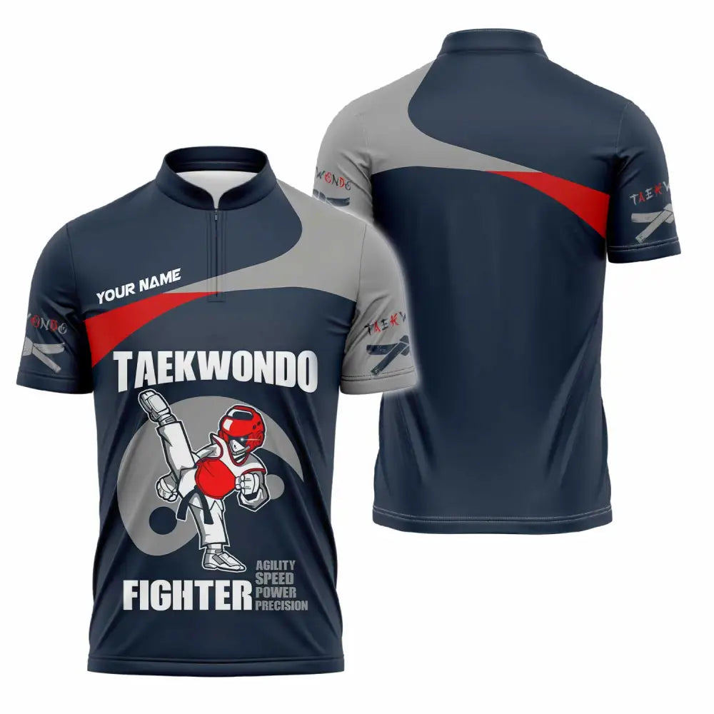 Unisex Shirt - Custom Taekwondo Fighter Shirt Zipper Polo Shirt / S T-shirt