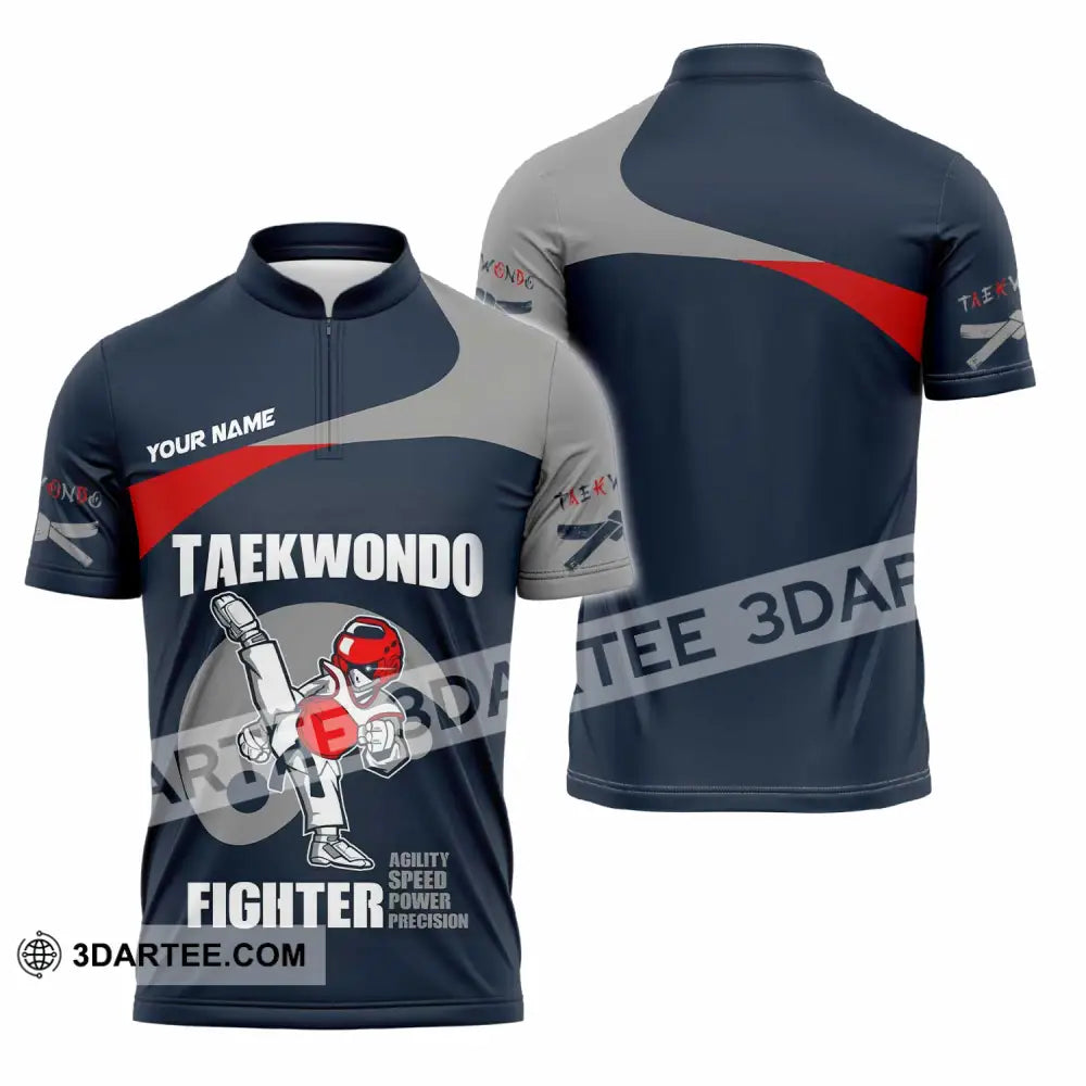 Unisex Shirt - Custom Taekwondo Fighter Shirt Zipper Polo Shirt / S T-shirt