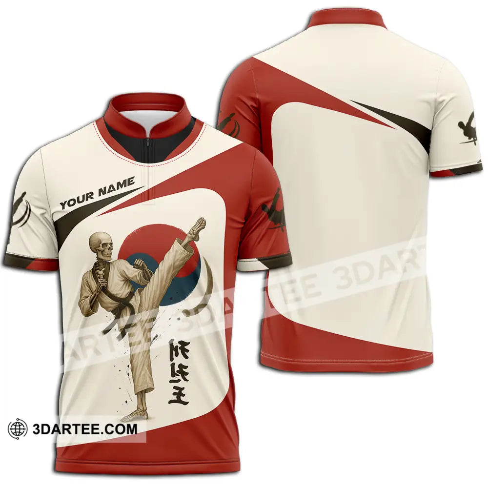 Unisex Shirt - Custom Taekwondo Player Shirt Zipper Polo Shirt / S T-shirt