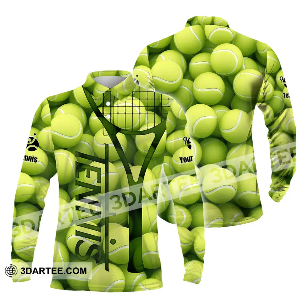 Unisex Shirt - Custom Tennis Ball Tennis Player Sport Shirt Long Sleeve Polo / S T-shirt