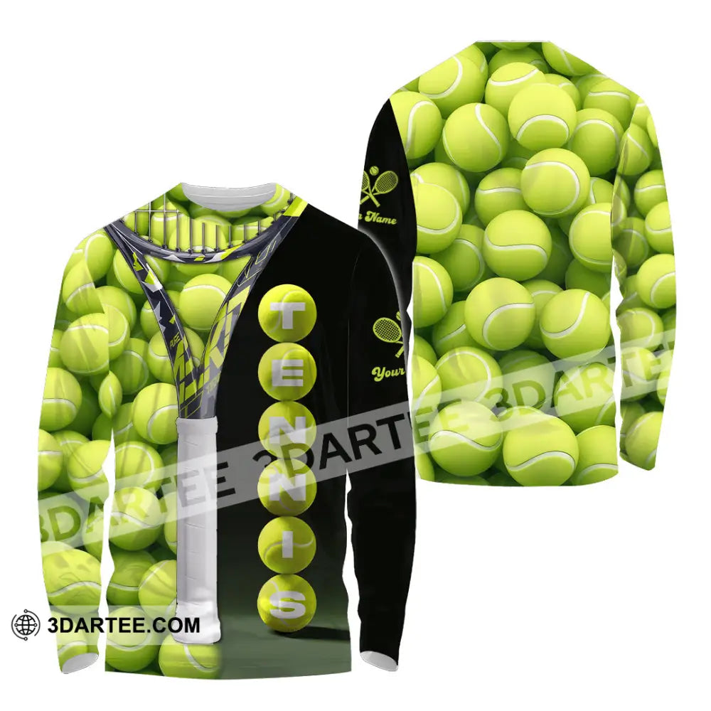 Unisex Shirt - Custom Tennis Ball Tennis Player Sport Shirt Long Sleeve Shirt / S T-shirt