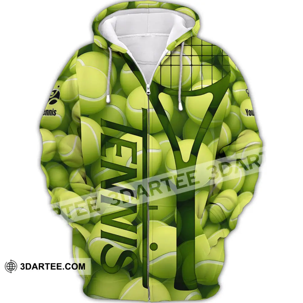 Unisex Shirt - Custom Tennis Ball Tennis Player Sport Shirt Zipper Hoodie / S T-shirt