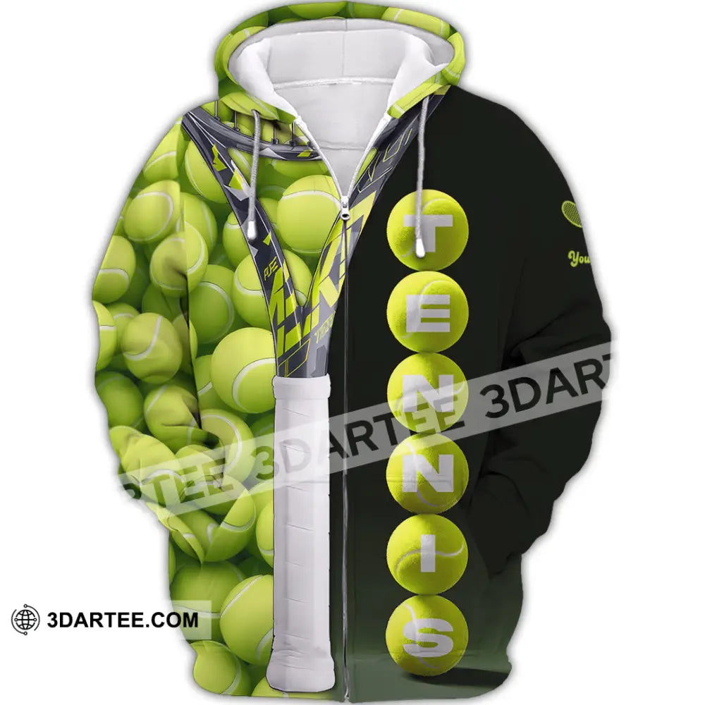 Unisex Shirt - Custom Tennis Ball Tennis Player Sport Shirt Zipper Hoodie / S T-shirt