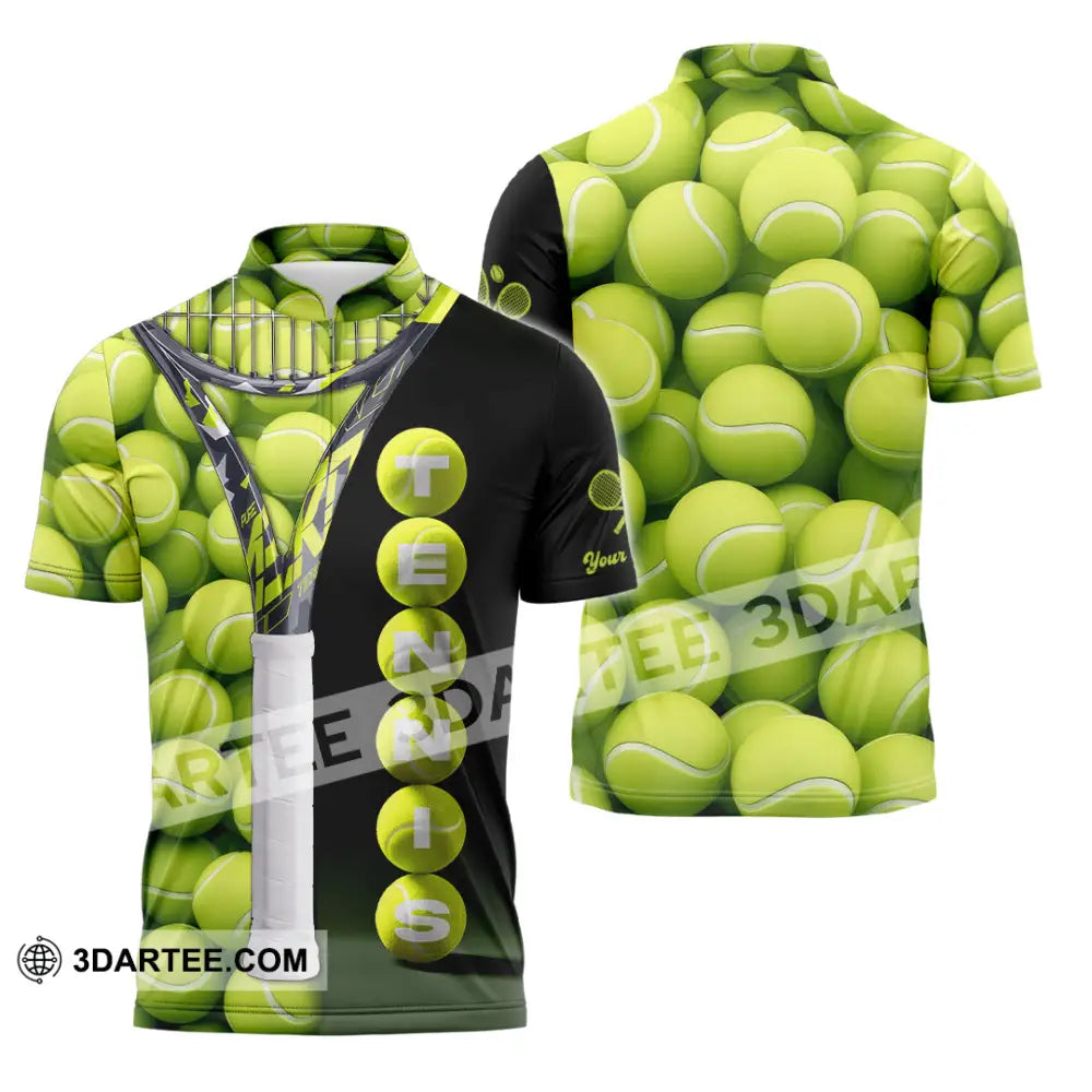 Unisex Shirt - Custom Tennis Ball Tennis Player Sport Shirt Zipper Polo Shirt / S T-shirt