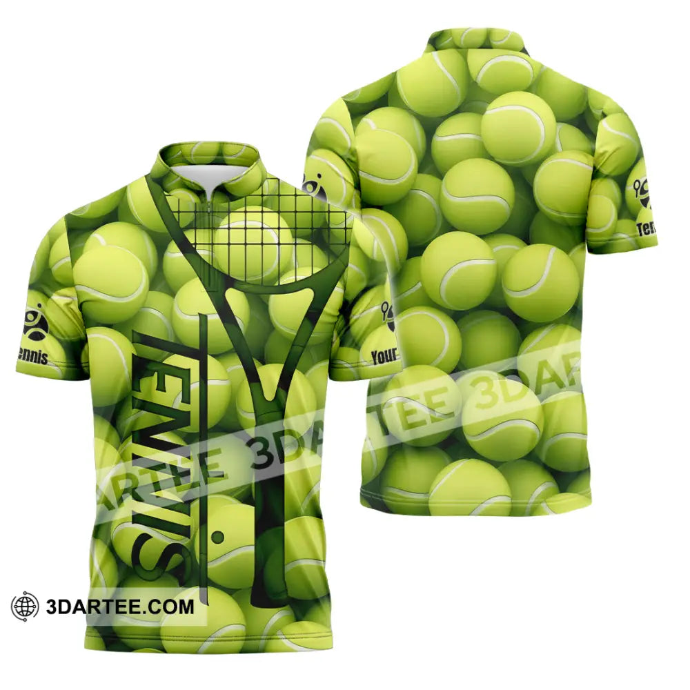 Unisex Shirt - Custom Tennis Ball Tennis Player Sport Shirt Zipper Polo Shirt / S T-shirt