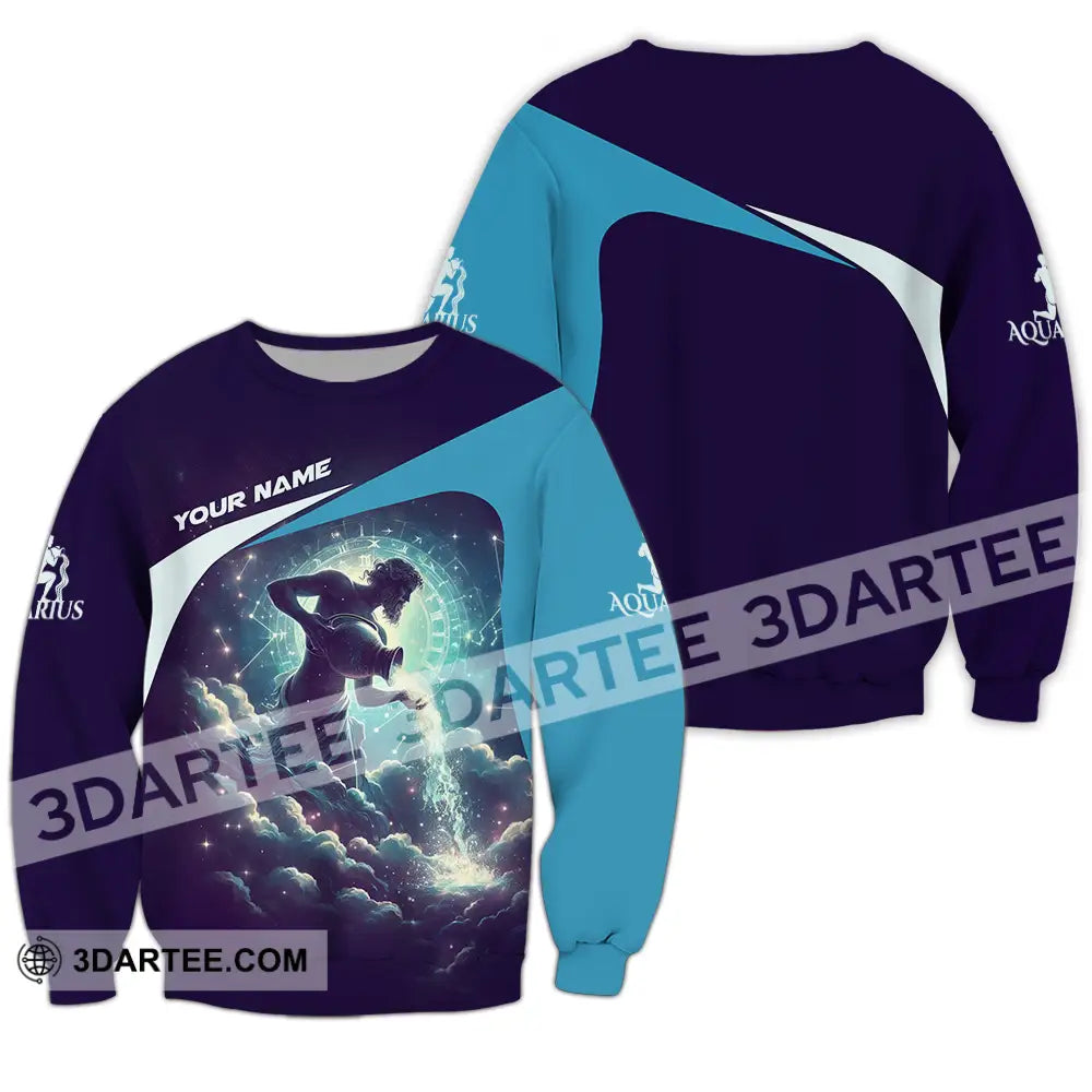 Unisex Shirt - Custom Text Aquarius Long Sleeve / S T-Shirt