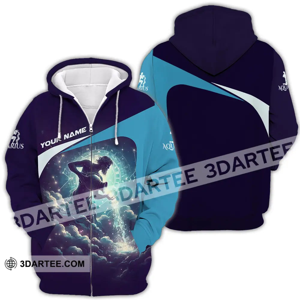 Unisex Shirt - Custom Text Aquarius Zipper Hoodie / S T-Shirt