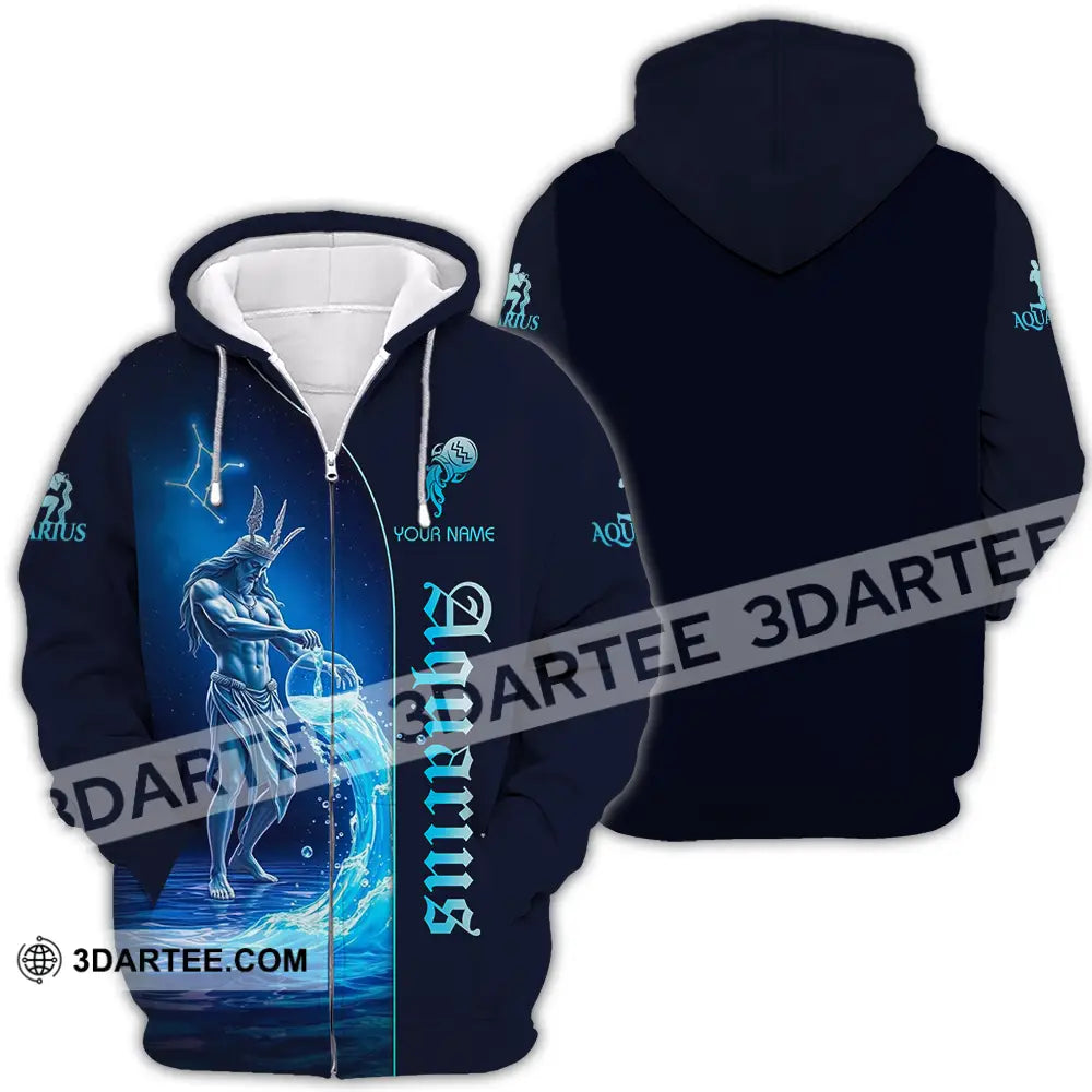 Unisex Shirt - Custom Text Aquarius Zipper Hoodie / S T-Shirt
