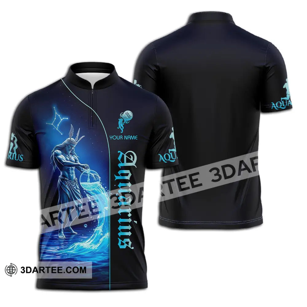 Unisex Shirt - Custom Text Aquarius Zipper Polo / S T-Shirt
