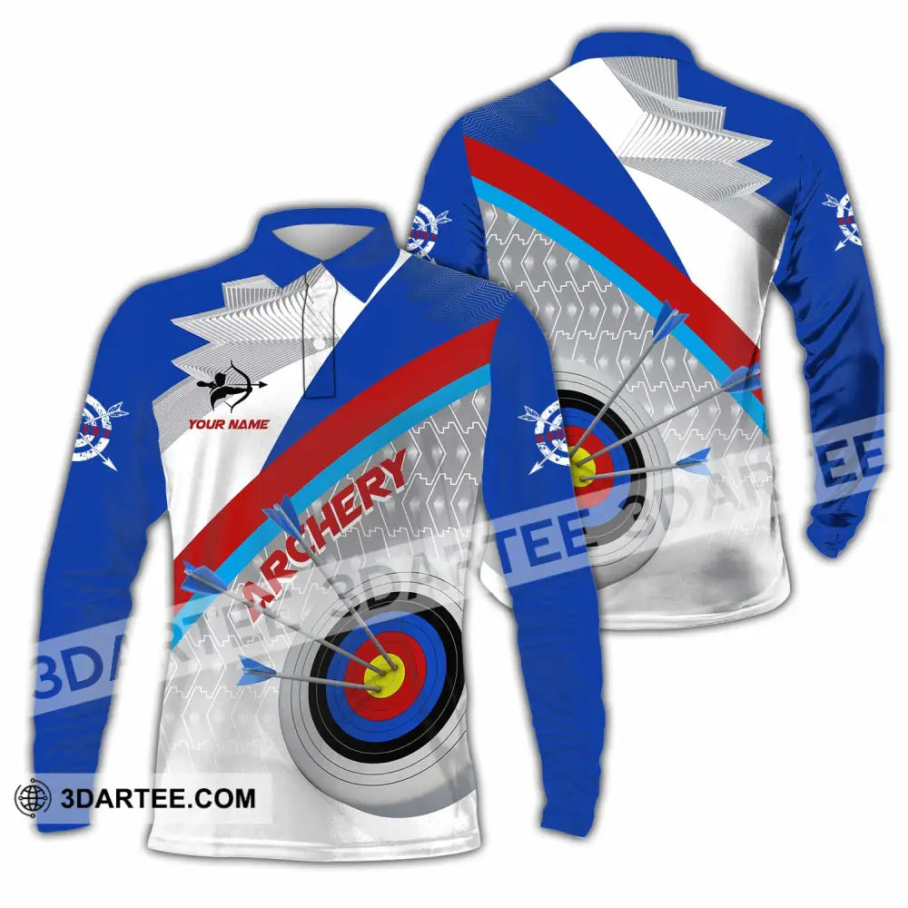 Unisex Shirt - Custom Text Shirt Archery Shirt Long Sleeve Polo / S T-shirt