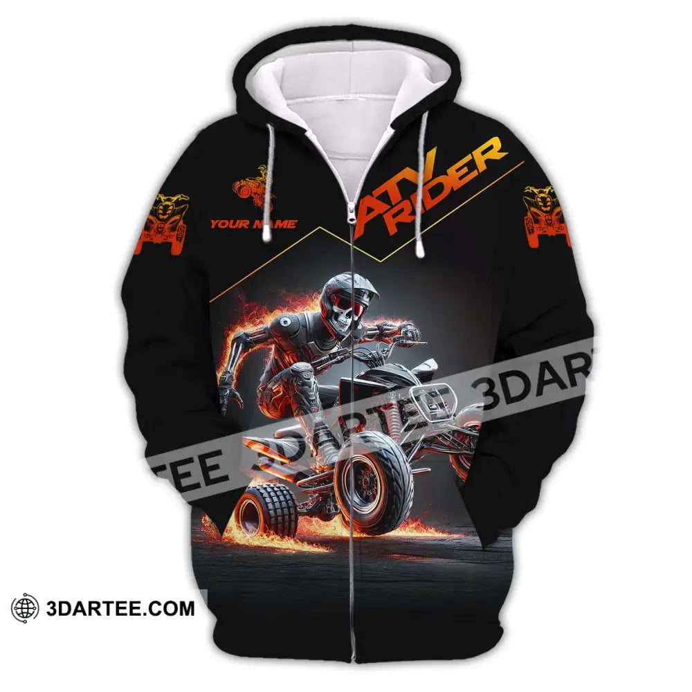 Unisex Shirt - Custom Text Atv Rider Zipper Hoodie / S T-Shirt