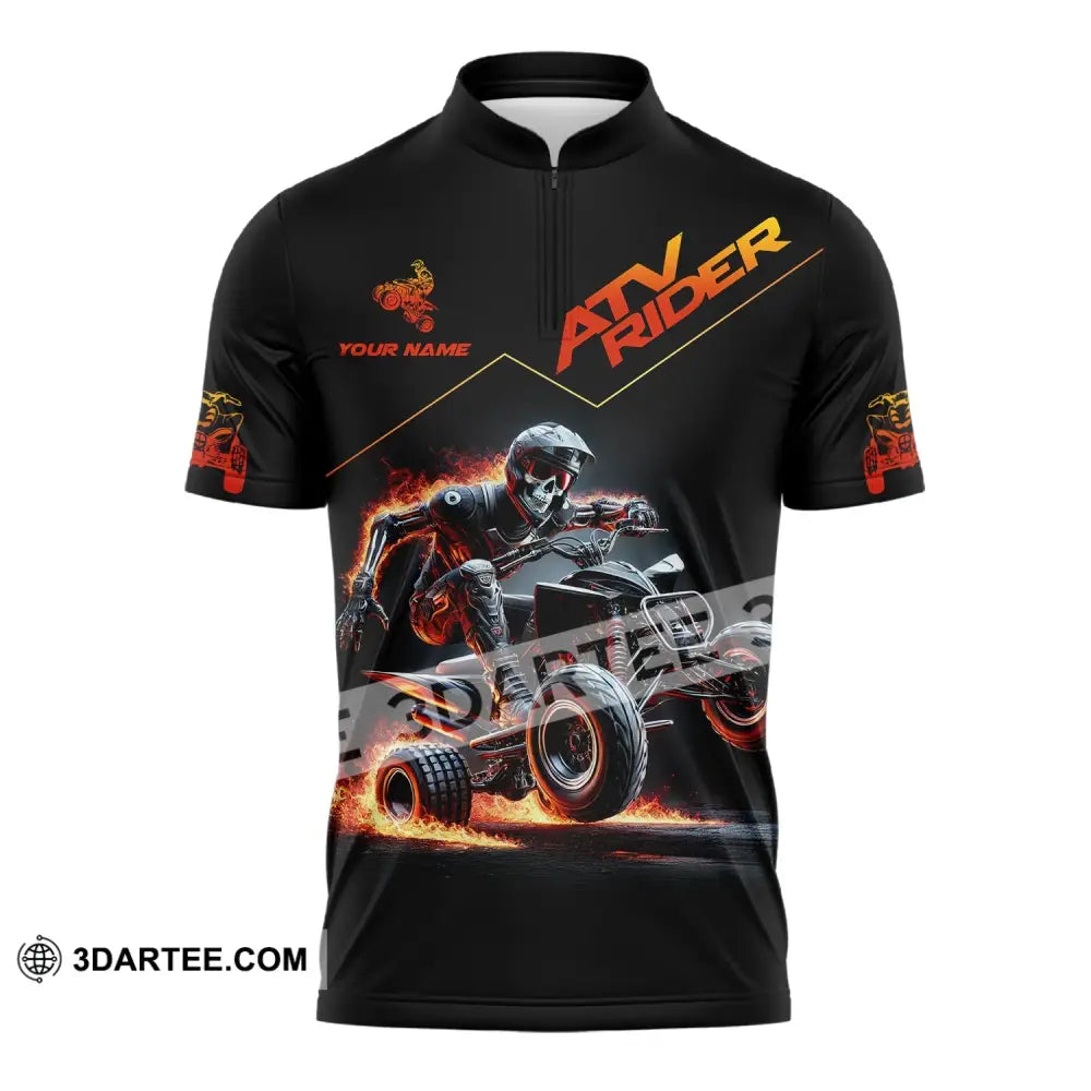 Unisex Shirt - Custom Text Atv Rider Zipper Polo / S T-Shirt